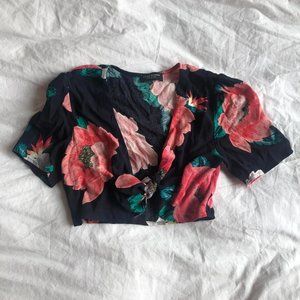 vintage zara crop tie top blouse